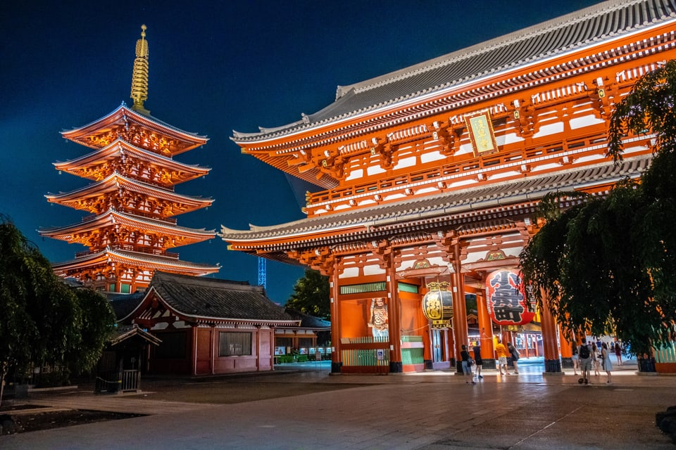 Tempel budistic da Asakusa e la pagoda a Tokio