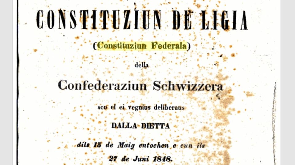Extract da la Constituziun federala da la Confederaziun 1848 Rumantsch / Bundesverfassung Rätoromanisch
