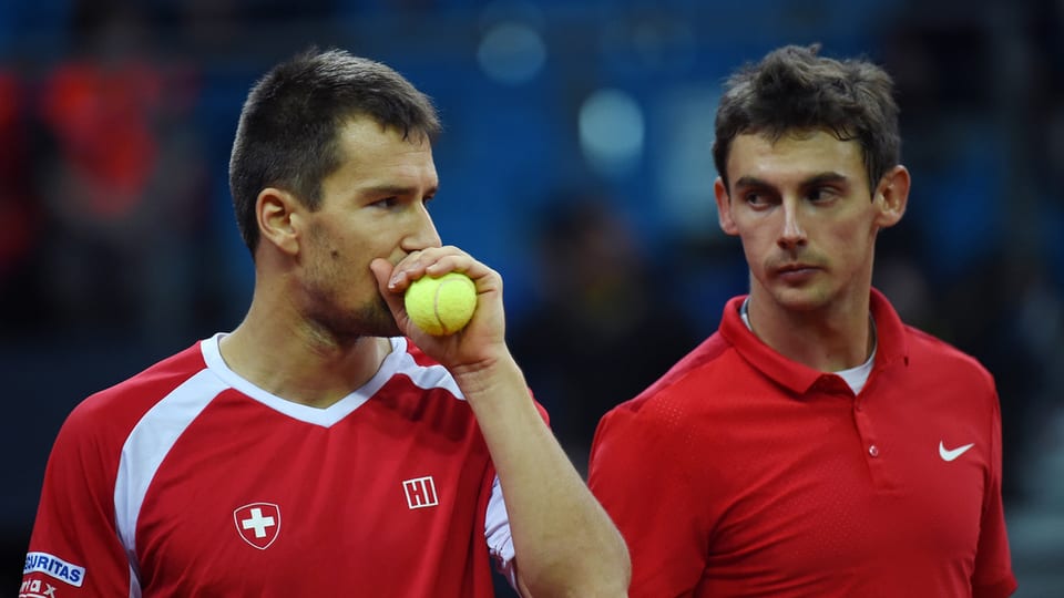purtret dals giugaders da tennis Marco Chiudinelli e Henri Laaksoonen
