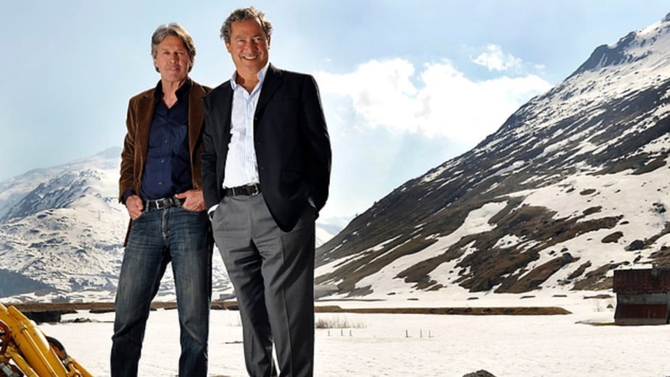 La legenda da skis d'Andermatt Bernhard Russi e l'investider egipzian Samih Sawiris.