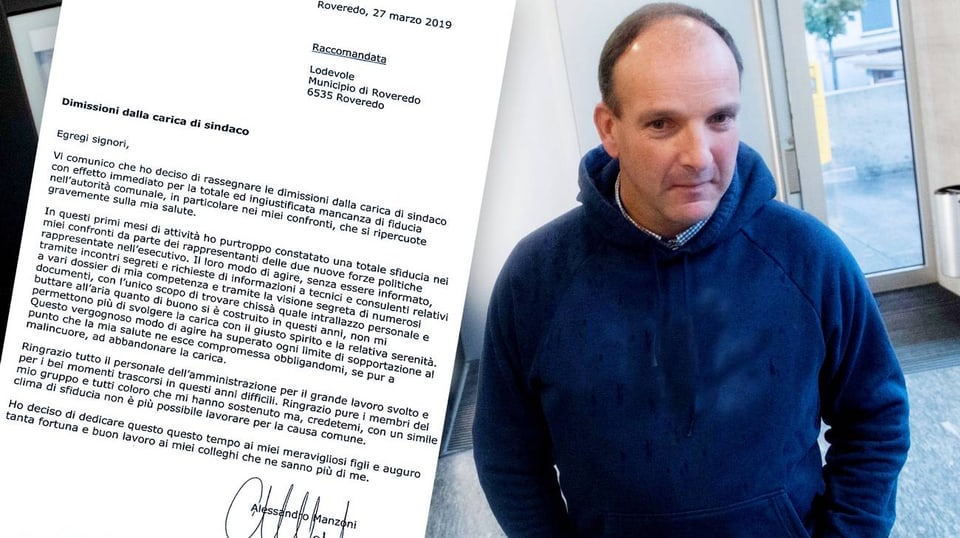 Purtret da Manzoni e sia brev da demissiun. 