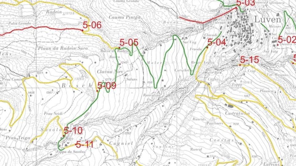 Kartenausschnitt Verkehrsreglement Ilanz/Glion