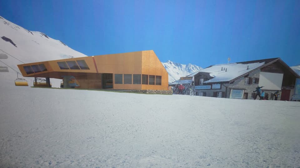 Visualisaziun da la nova staziun a val sin il pass da l'Alpsu.