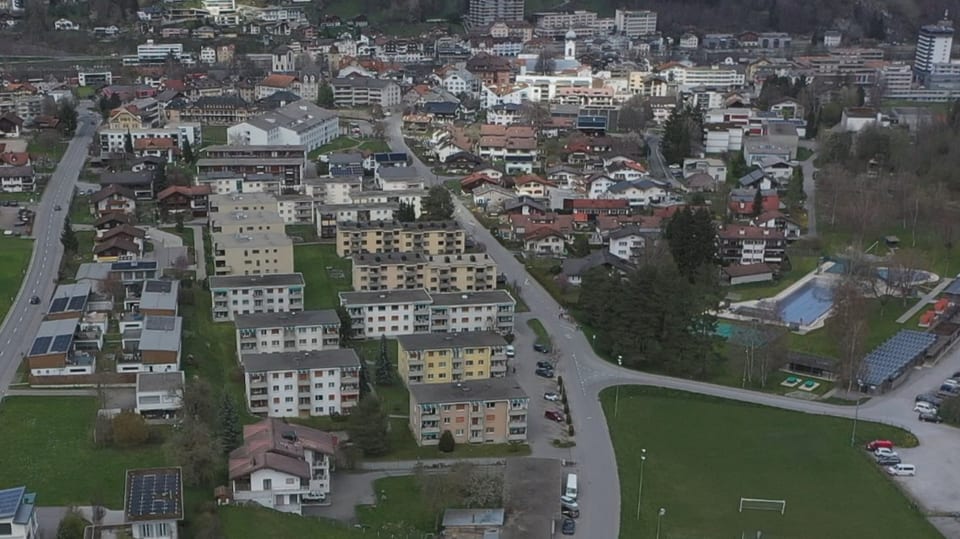 Luftaufnahme Ilanz, Via Schlifras.