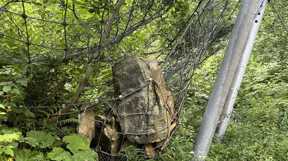 Ein Stein in einem Schutznetz