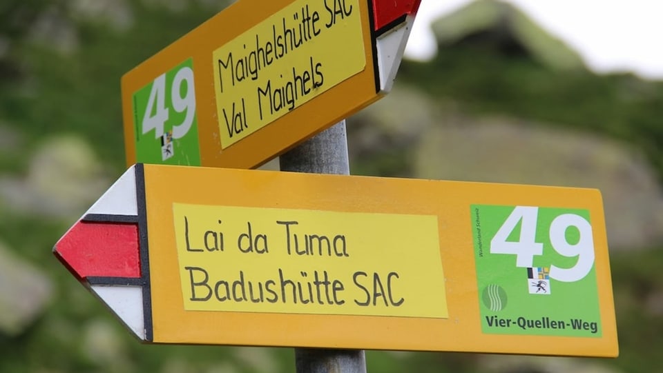 Tablas dia vias da viandar per la regiun da Maighels.