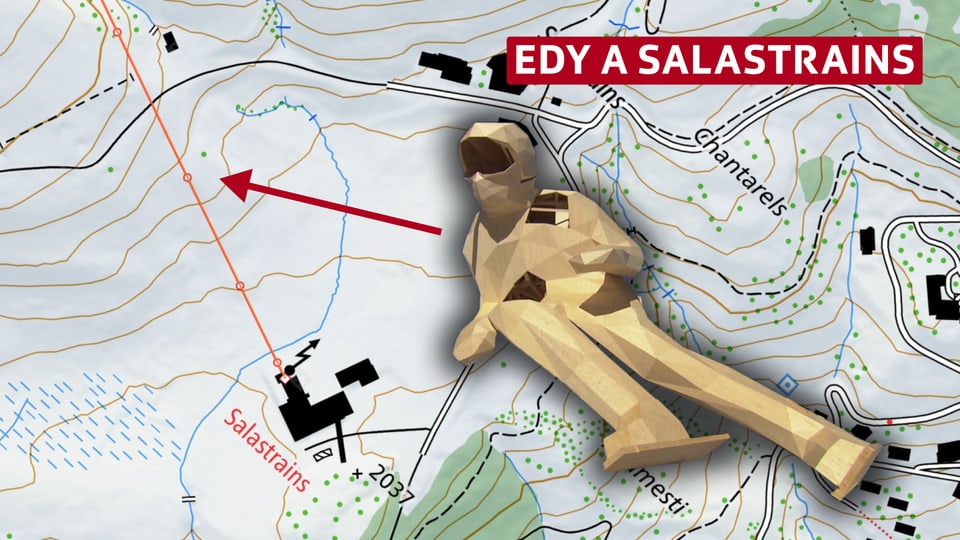 carta geografica da Salastrains e la sculptura Edy