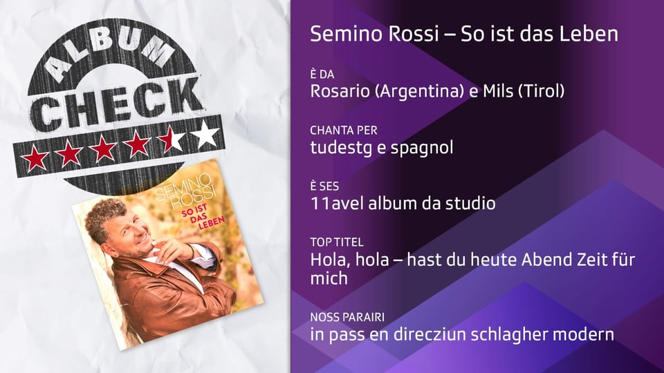Albumcheck tar l'album nov da Semino Rossi «So ist das Leben»