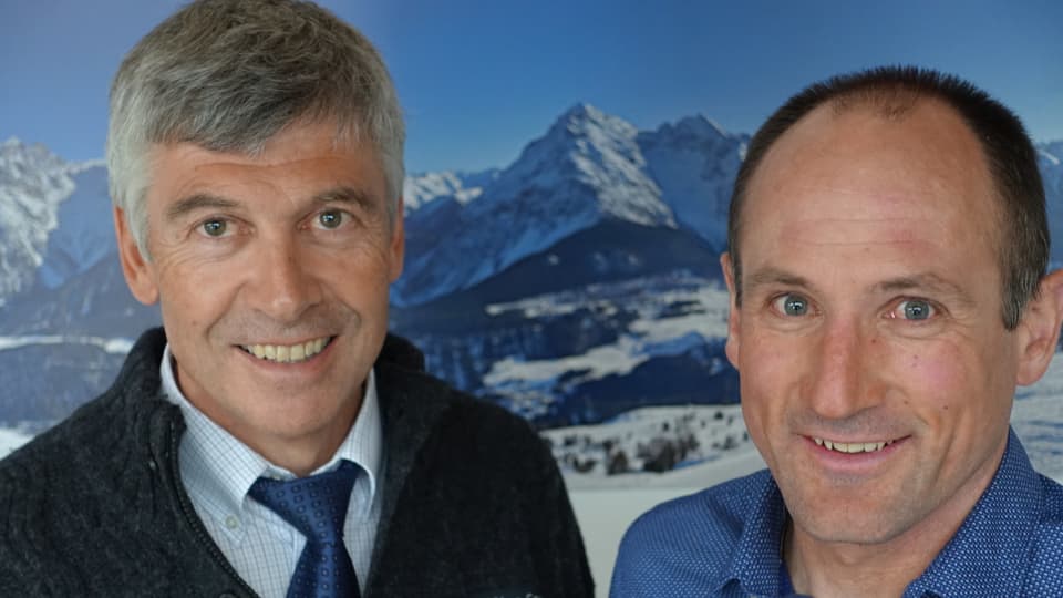 A sanestra Andri Lansel, president dal cussegl d'administraziun sper Andri Poo, nov directur da las Pendicularas Scuol SA.