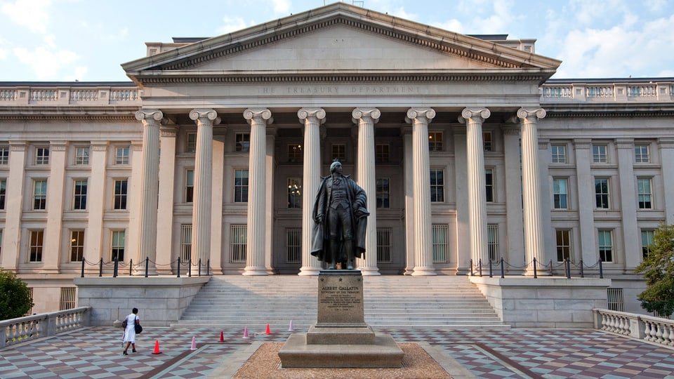 La fatschada davant dal ministeri da finanzas a Washington.
