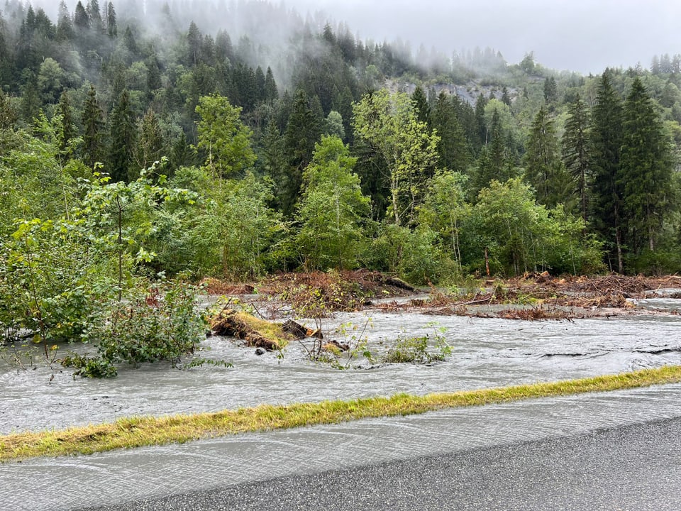 Überschwemmungen in Ilanz, Graubünden
