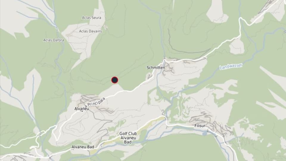 Kartenausschnitt mit Erdbebenpunkt in der Nähe von Alvagni.