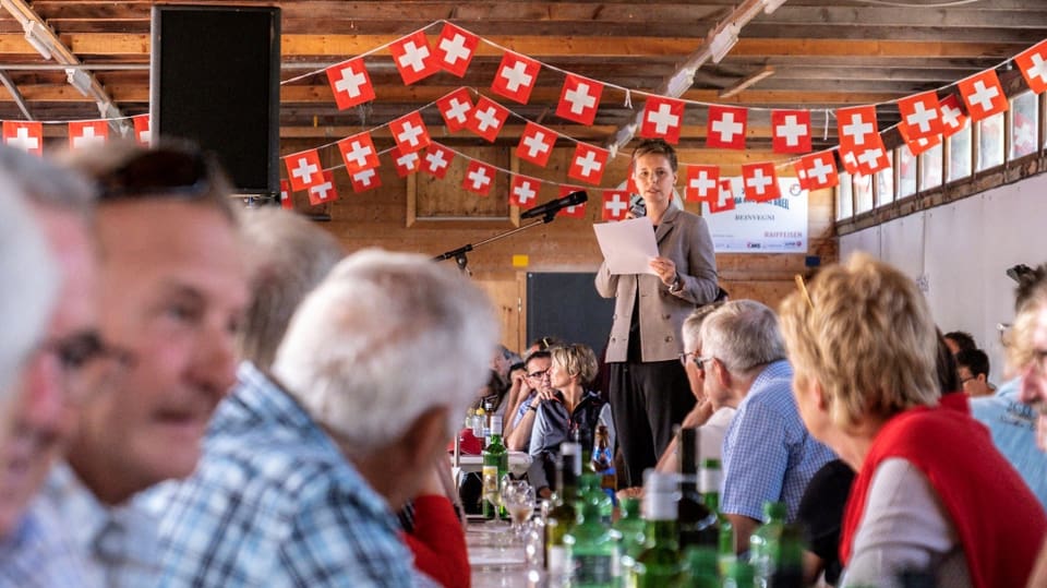 Ladina Heimgartner a la festa dal prim d'avust a Breil