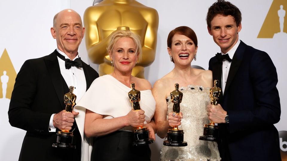 Ils acturs premiads da sanester: J.K. Simmons, Patricia Arquette, Julianne Moore ed Eddie Redmayne.