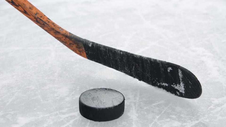 Bastun da hockey e puck.
