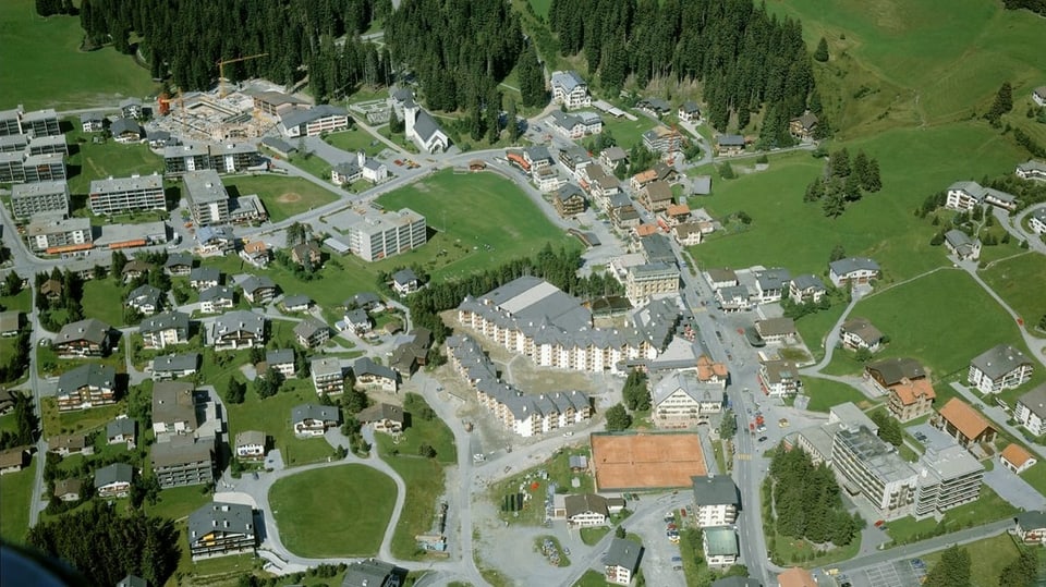 Blick auf di quartiere Clois und Davos Lai 1982