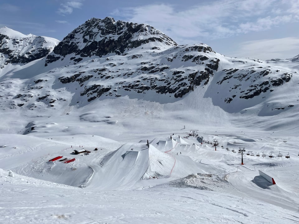 Die Dimension des Snowparks auf dem Corvatsch.