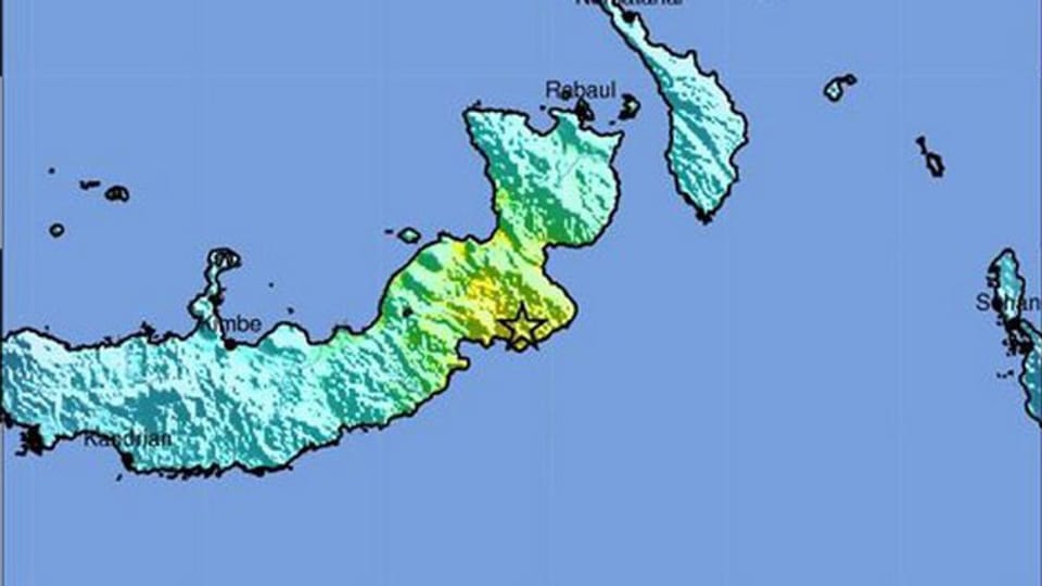 Charta da Papua Neuguinea che noda l'epicenter.