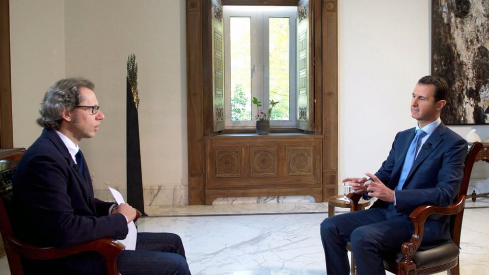 Il president da la Siria, Baschar al-Assad, durant l’intervista cun la RAI. 
