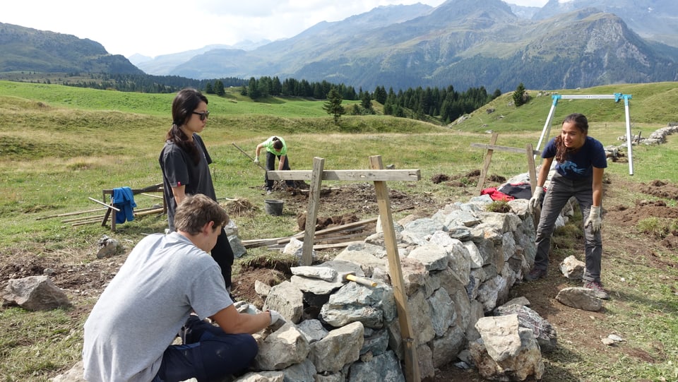 Impressiuns da la construcziun d'in mir sitg sin l'Alp Flex.