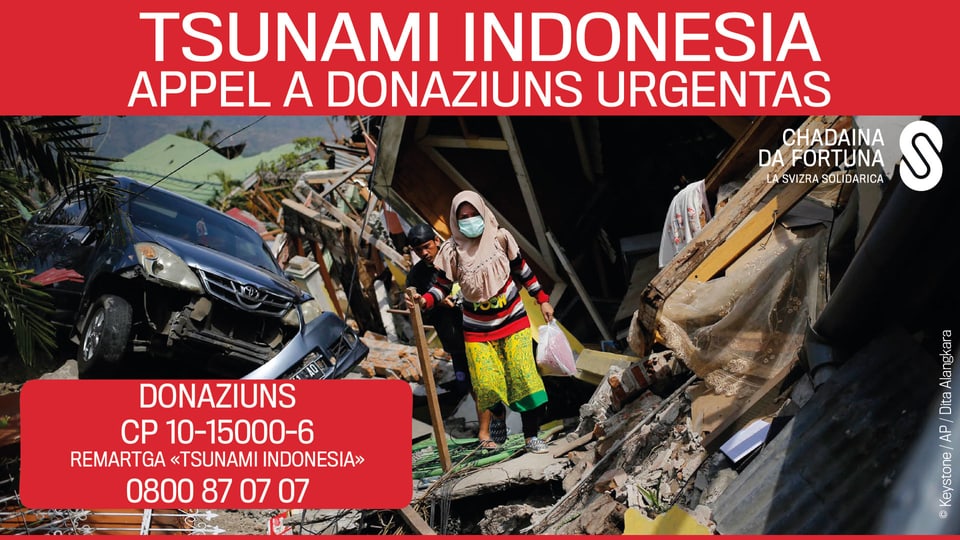 Foto cun appel da donar per ils carstgauns en l'Indonesia.