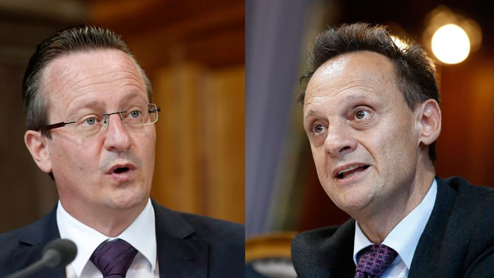 Ils Cussegliers dals chantuns Stefan Engler (PCD) e Martin Schmid (PLD) fan communablamain cumbat electoral.