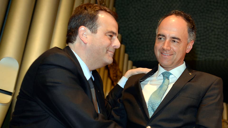 Christoph Darbellay gratulescha a Gerhard Pfister
