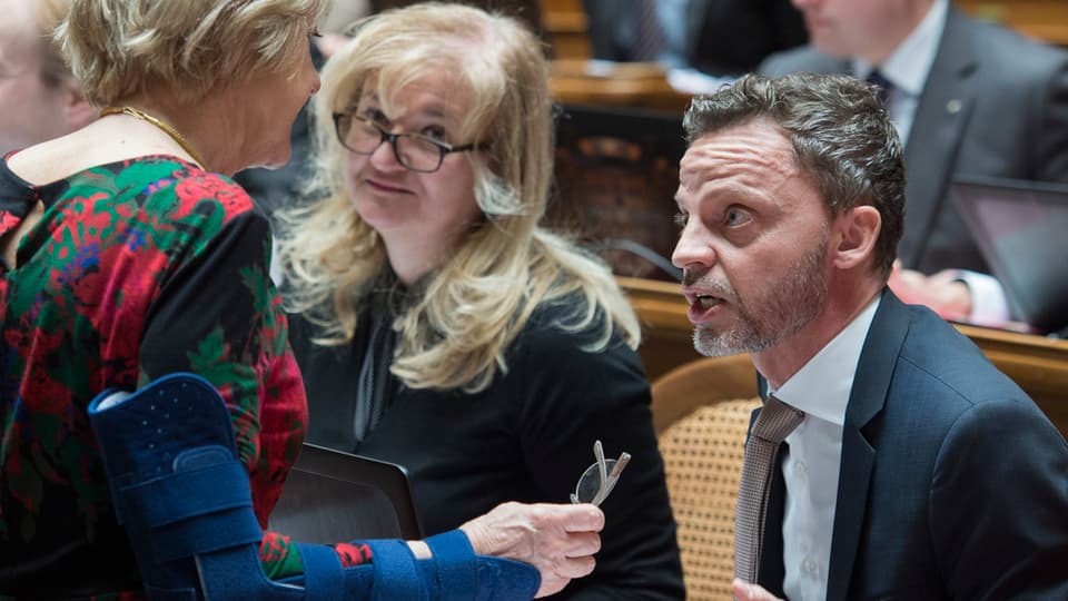 Hans Ueli Vogt (PPS/ZH) e Susanne Leutenegger Oberholzer (PS/BL), s'occupan cun la taxa a la funtauna. 