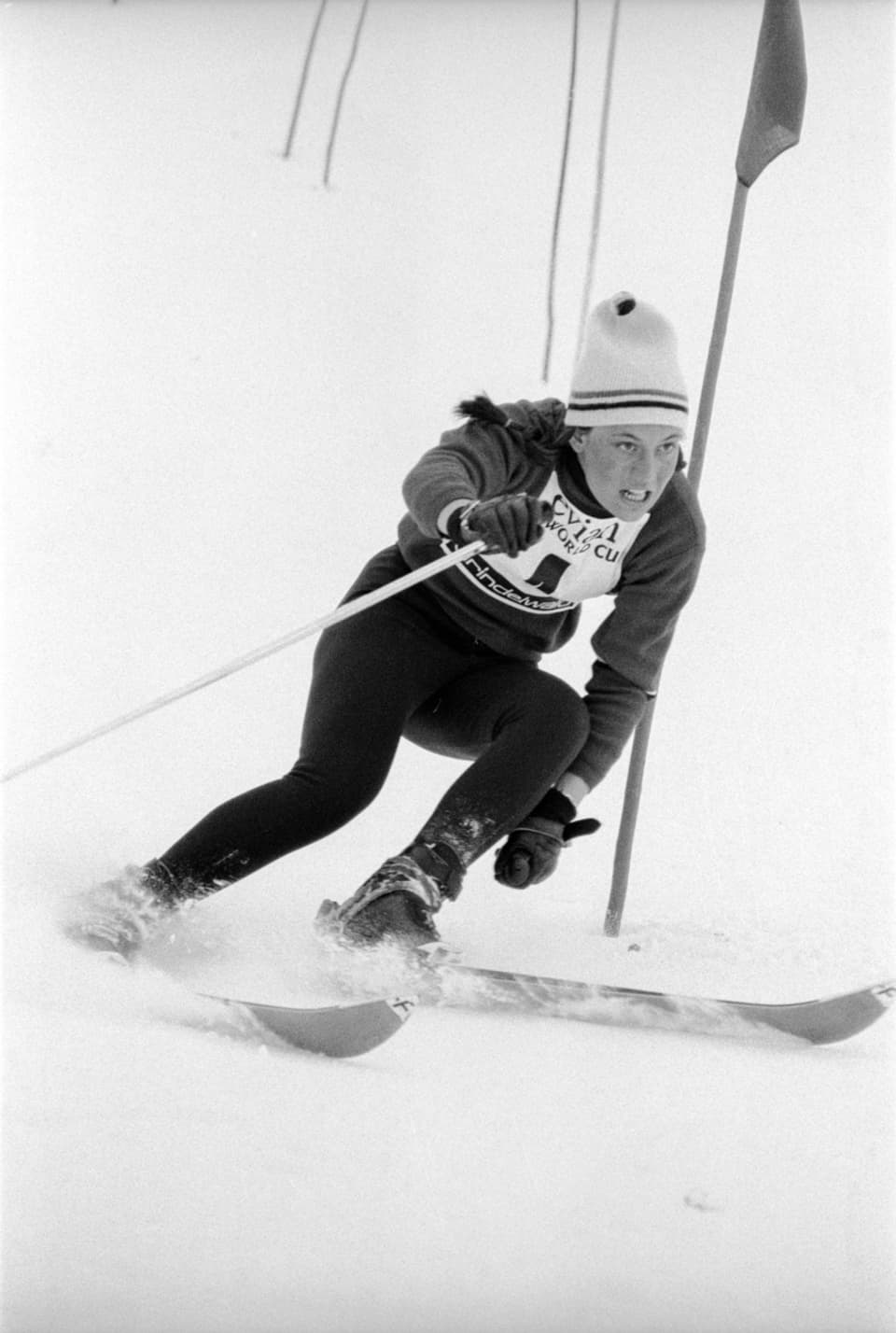 Rosi Mittermaier beim Skirennen