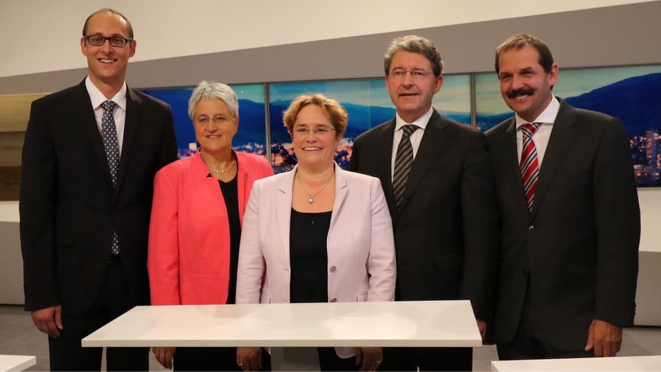 Martin Candinas, Silva Semadeni, Magdalena Martullo-Blocher, Heinz Brand e Duri Campell.