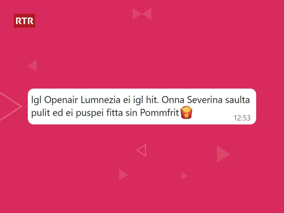 Open Air Lumnezia ist der Hit. Onna Severina tanzt und mag Pommes-frites.
