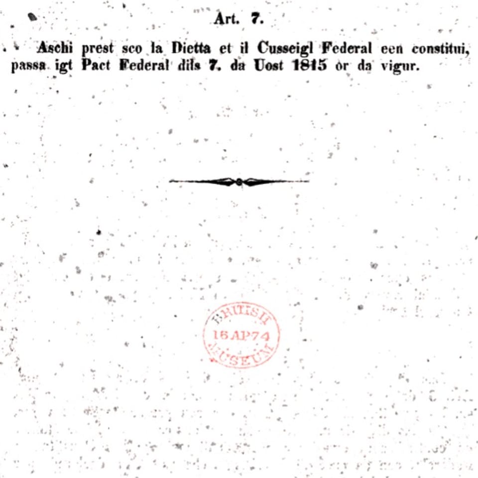 Bundesverfassung 1848 / Constituziun Rumantscha