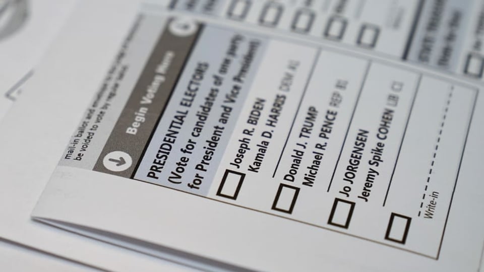 Formular per votar per posta per las elecziuns dal president dals Stadis Unids da l'America.