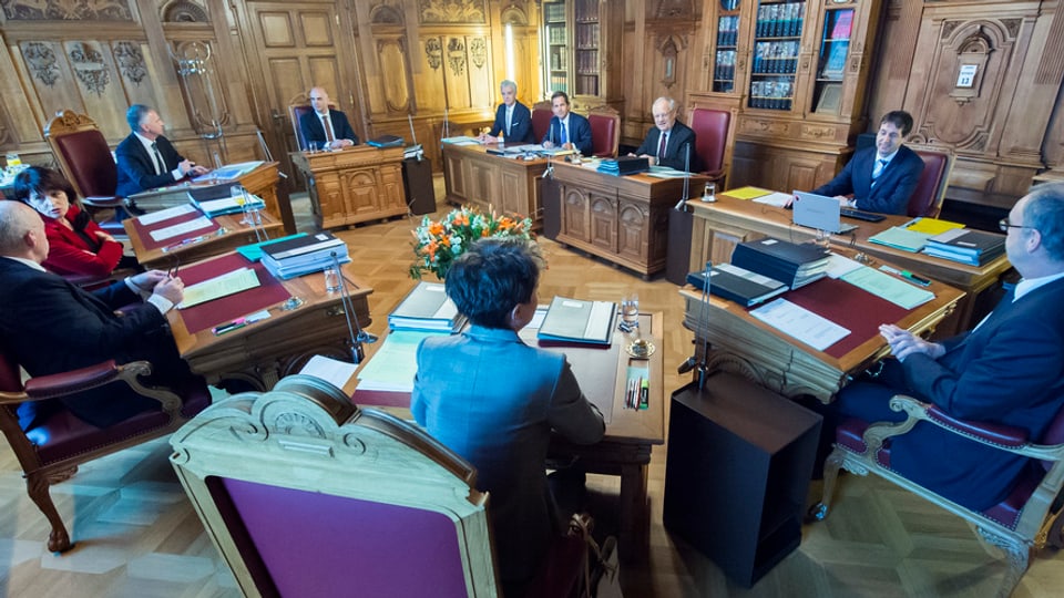 La sesida dal Cussegl federal, in sguard en la stanza da sesida.