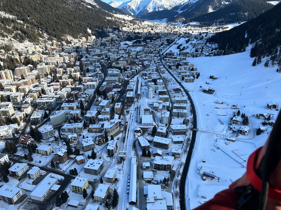 Blick auf Davos aus dem Ballon.