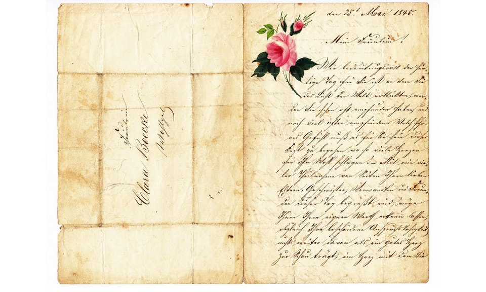 Ina brev d'amur dal 1845.