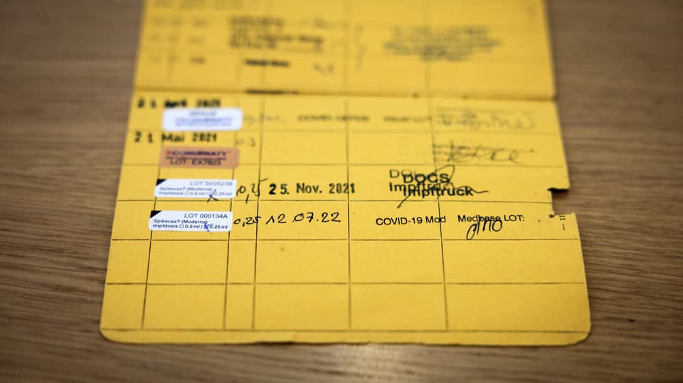 Impfbüchlein inklusive Coronaimpfung.