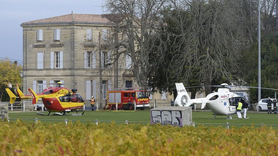Helicopters èn arrivads a Puisseguin datiers da Bordeaux e transporteschan davent ils blessads.