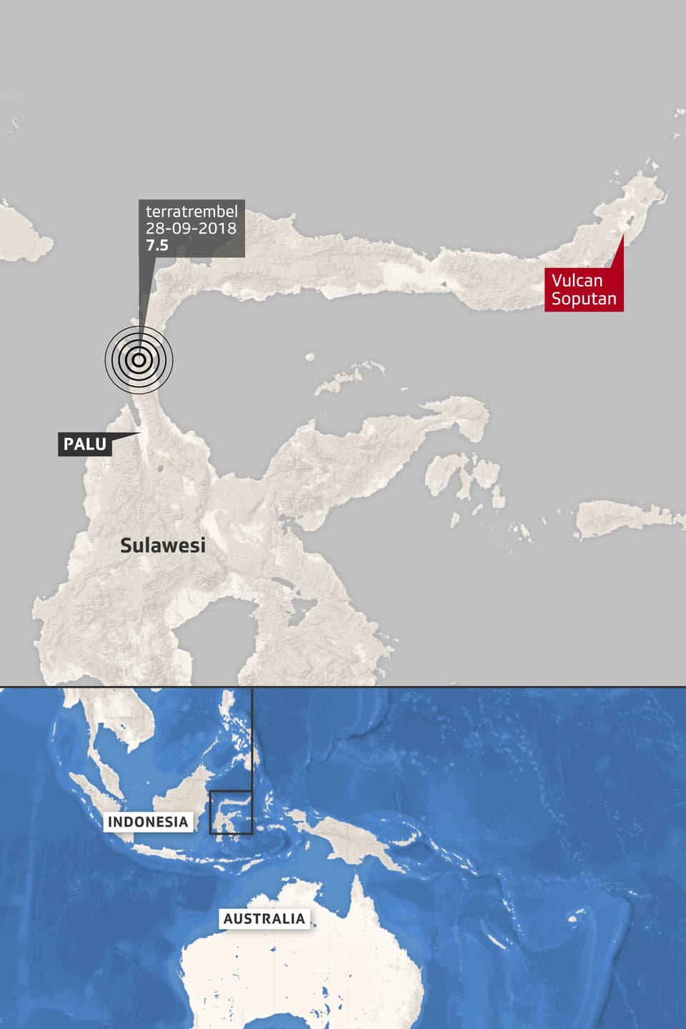 charta da l'insla Sulawesi Survista da l'insla Sulawesi.