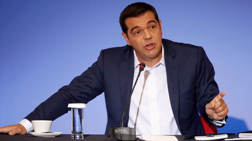 Alexis Tsipras durant la conferenza da pressa a Thessaloniki.