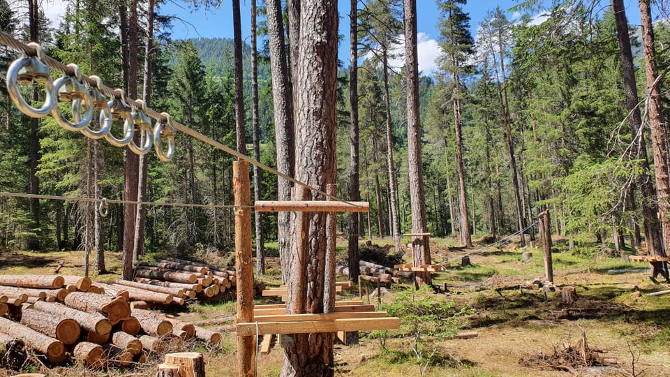 Construcziuns da lain montadas vi da lareschs e tieus.