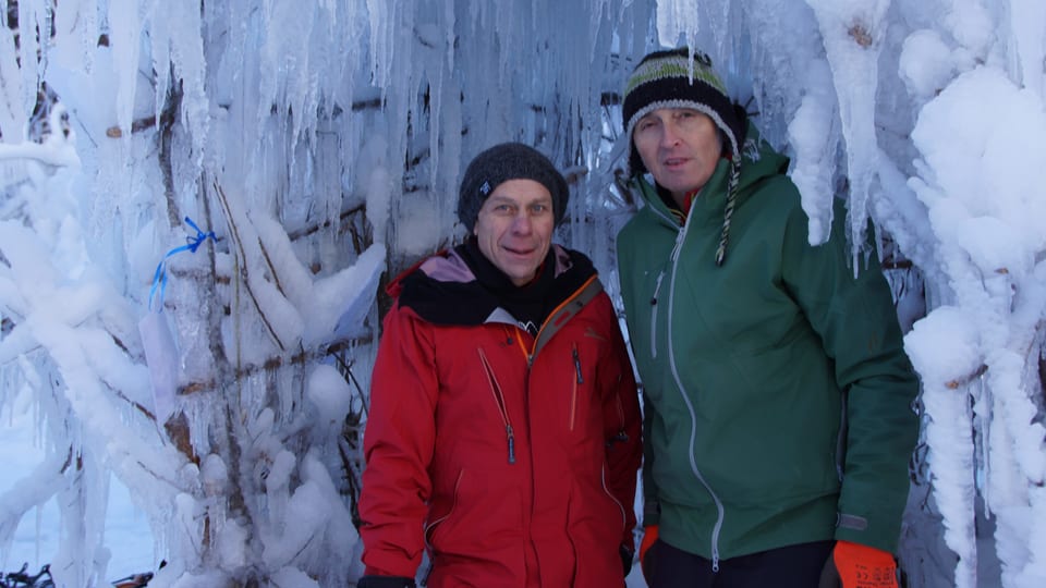 Il glaziolog e president da la societad Ice Stupa International Felix Keller ed il vicepresident ed architect Conradin Clavuot (da sanestra).