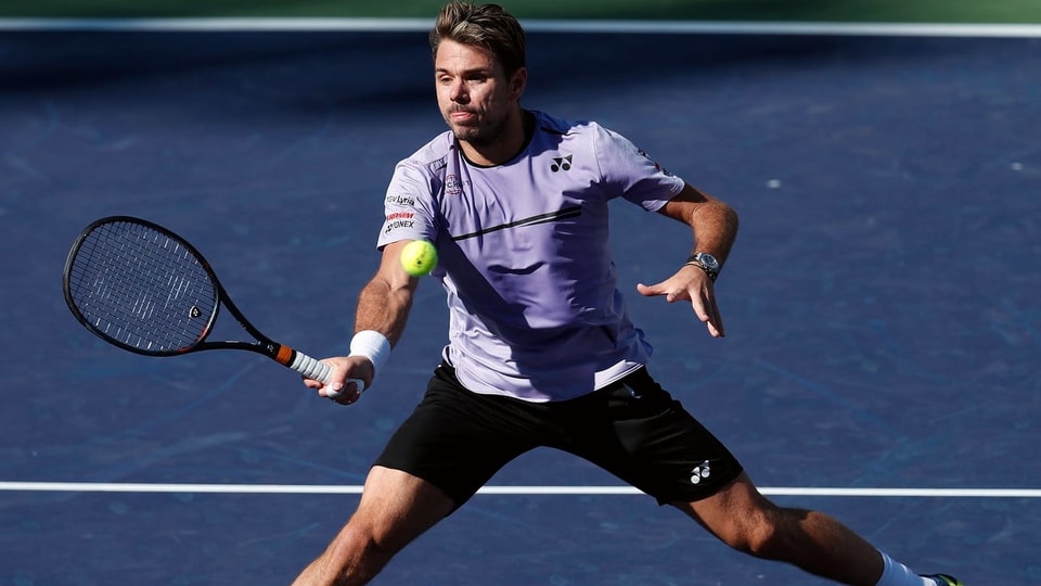 Wawrinka durant partida da tennis ad Indian Wells. 