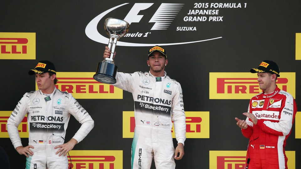 podest cun ils pilots da furmla 1 Rosberg, Hamilton, Vettel
