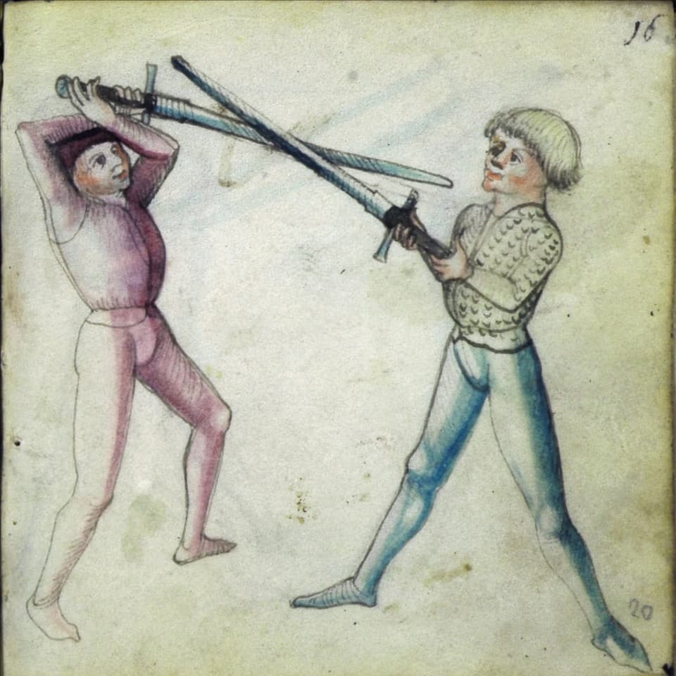 Illustration zweier mittelalterlicher Fechter