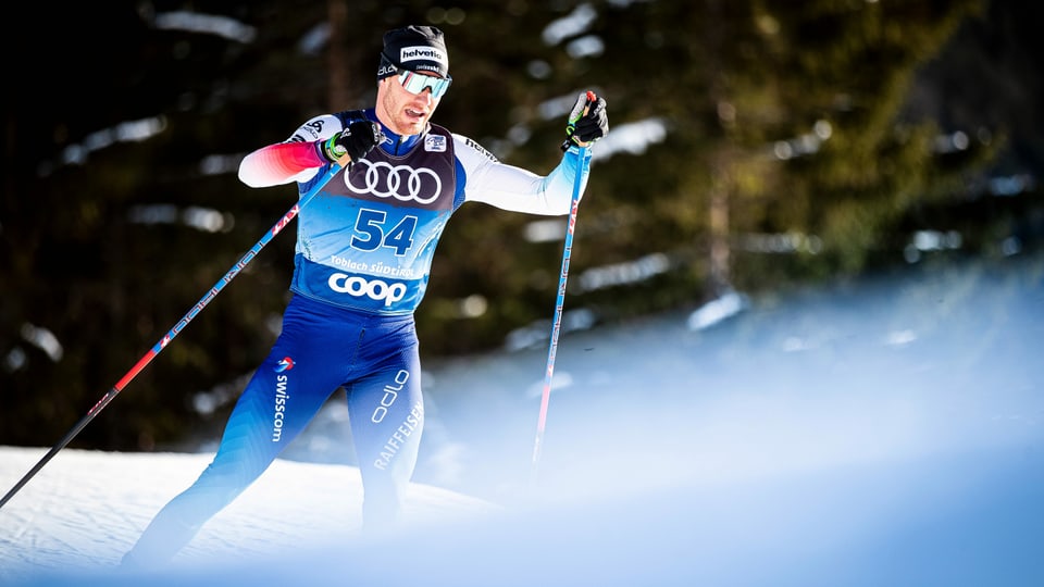 Purtret da Dario Cologna durant la cursa. 