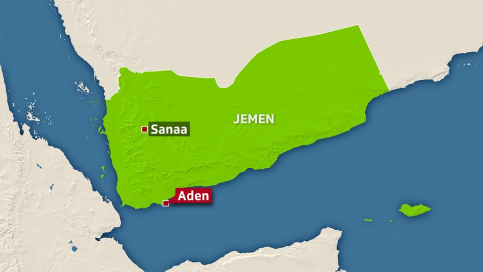 Carta dal Jemen cun nudà Aden e Sanaa