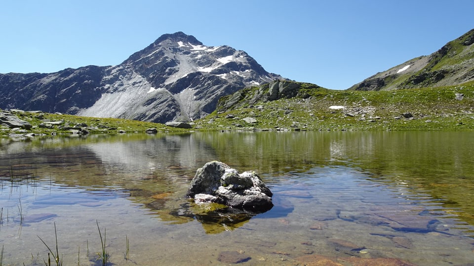 Lajet sin l'Alp Cavel cun vista sin il Piz Cavel