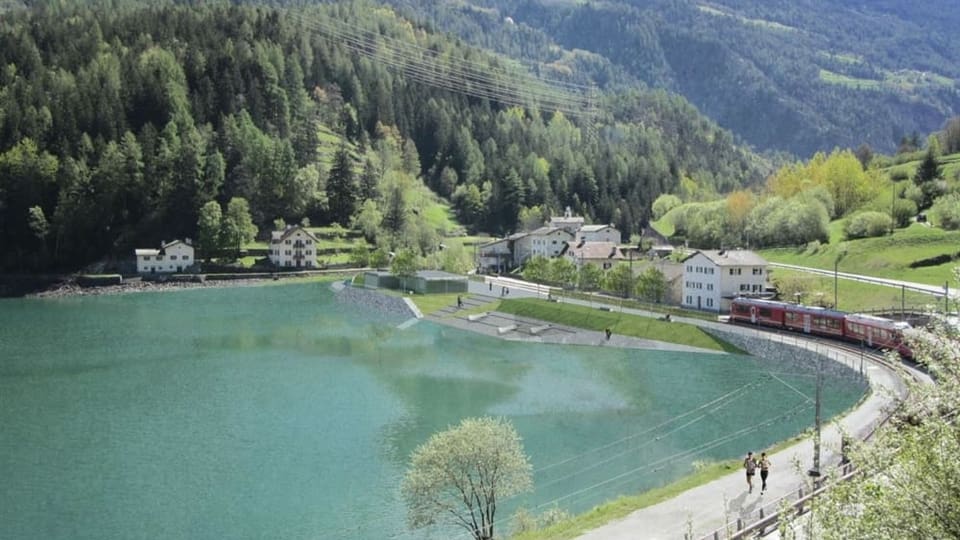 purtret dal lai cun la nova isntallaziun a la riva. 