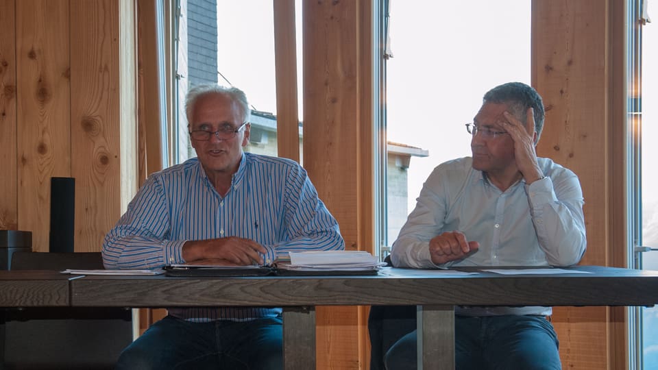 President dal cussegl d'administraziun da las Pendicularas Mustér, Marcus Weber e vicepresident Vincent Augustin.